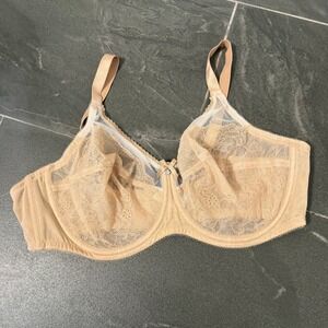 Wacoal Retro Chic Full Figure Underwire Bra 42D Nude Beige Lace 855186